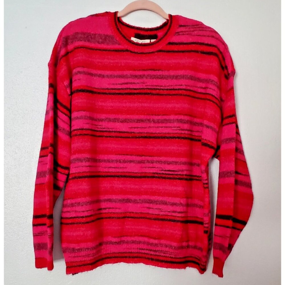KD Style Conscious Pink Purple Stripe Pullover Sweater XL Crewneck